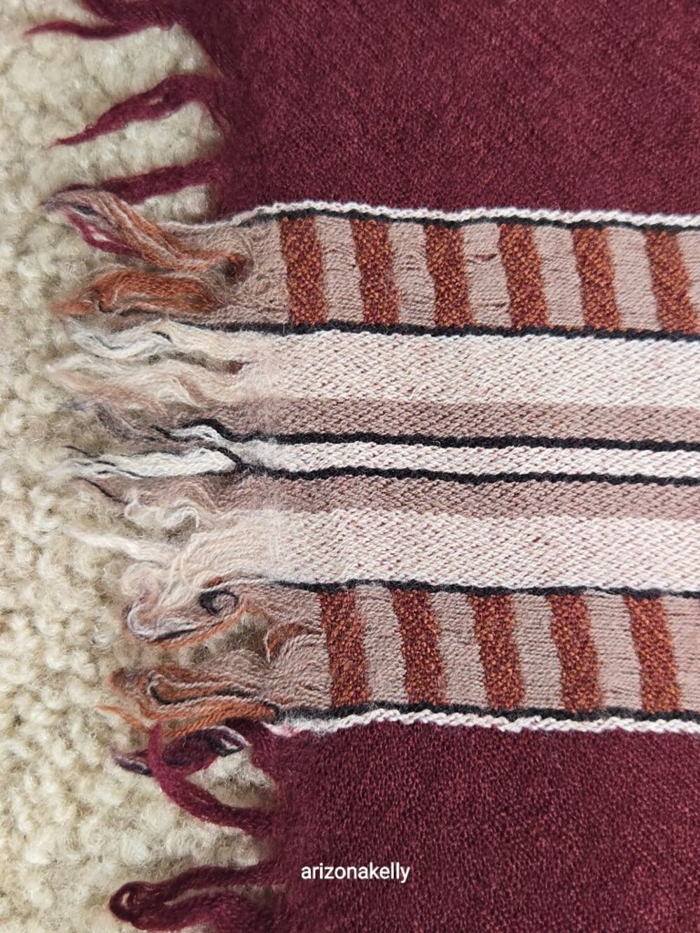 Wilfred Unworn WOOL Blanket Scarf Tiny Treated Hole Burgundy - Picture 4 of 10